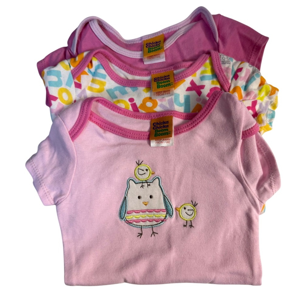 Vintage 90s Chicka Chicka 
Boom Boom Onesie Set 3-6 month girl Owl Bird ABC Snap